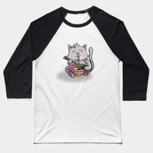 Ramen Noodle Cat Baseball T-Shirt